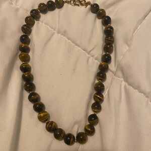 Kenneth Lane Elegant Brown Beaded Cat-eye Necklace